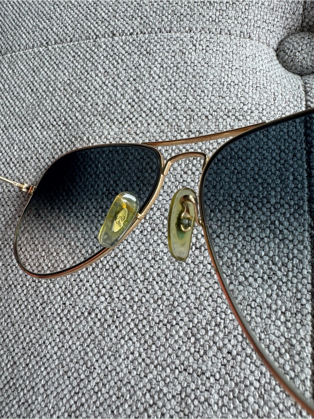Ray-Ban Women's Gold Frame Aviator Sunglasses with Blue Gradient Lenses - Picture 7 of 10